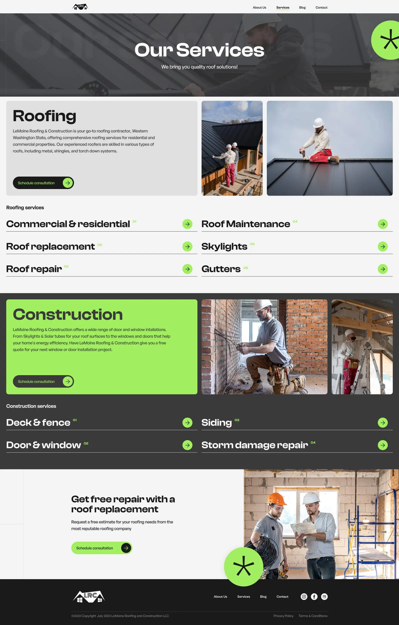 Services page