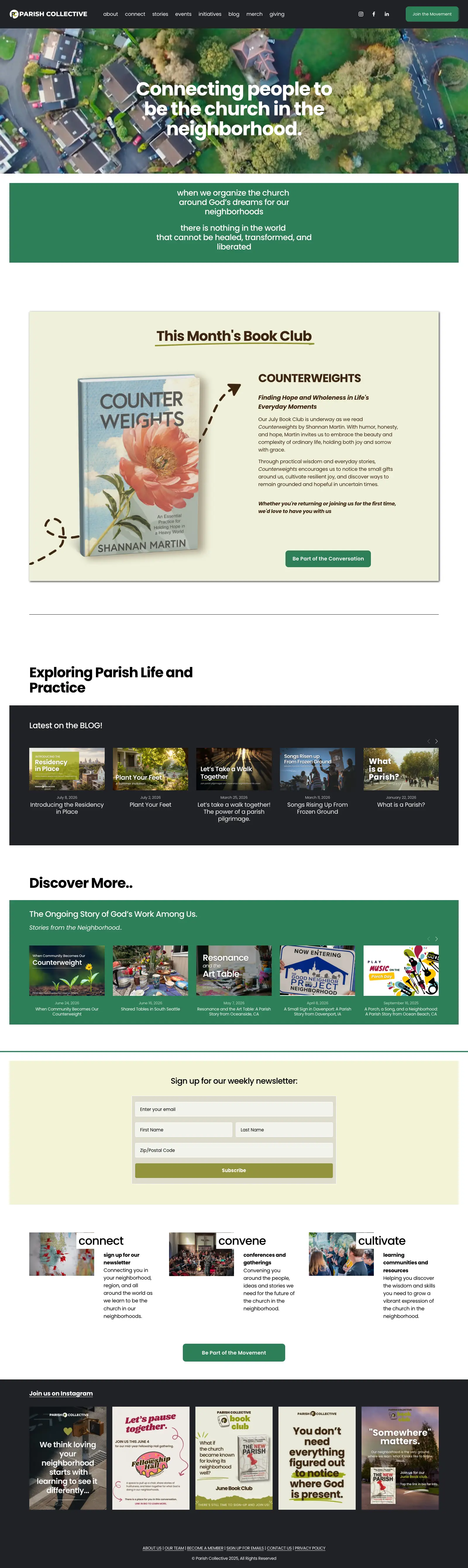 The full parishcollective.org homepage, top to bottom