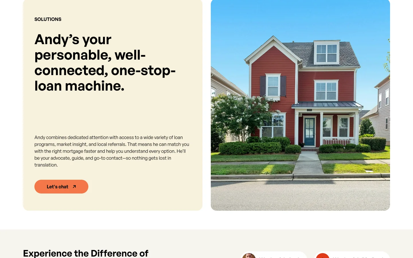 StoryBrand solutions section — Andy's your personable, well-connected, one-stop-loan machine