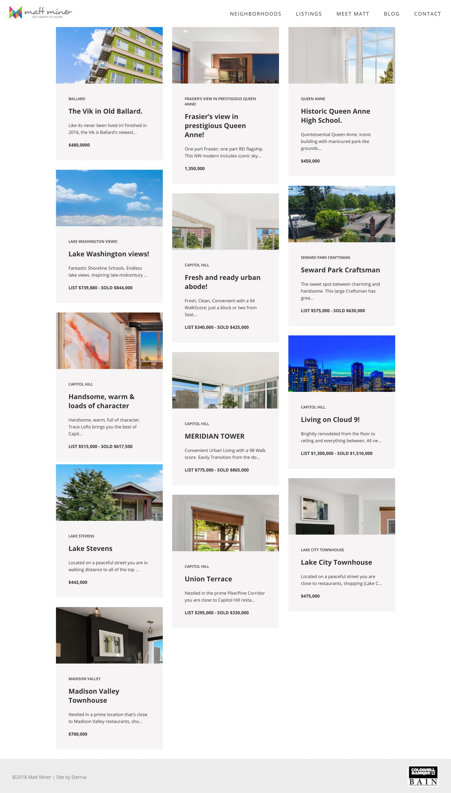 Get Happy at Home listings page
